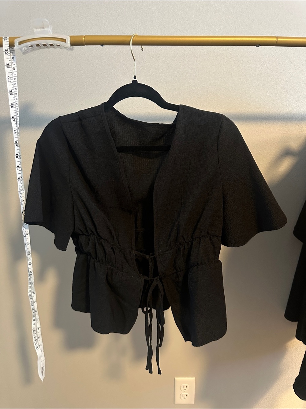 Black Tie-Front Women’s Peplum Top